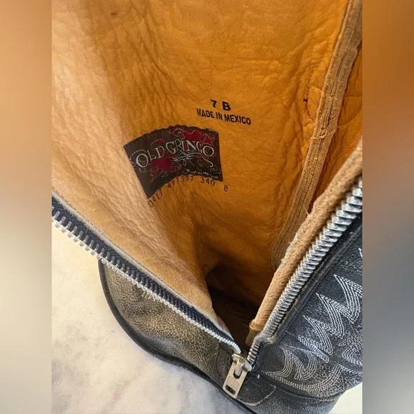 Old Gringo Distressed Black Western Zip Boots Size 7 - Picture 12 of 12